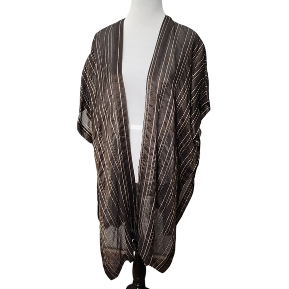 Eskandar Brown Bronze Silk Linen Blend Tabard Duster Jacket Vest One Size - Picture 1 of 8